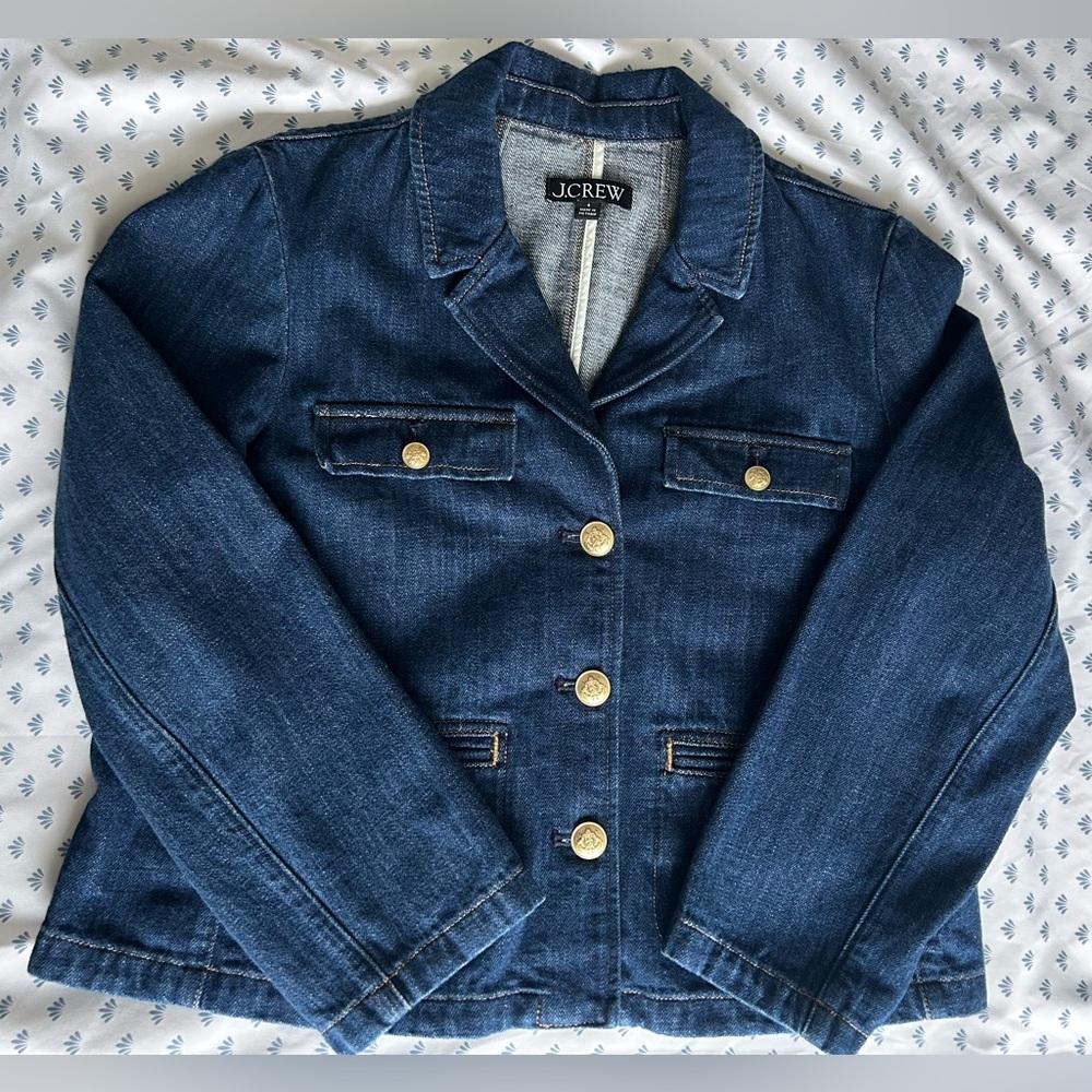 J. Crew Dark Blue Jean Jacket with Gold Buttons